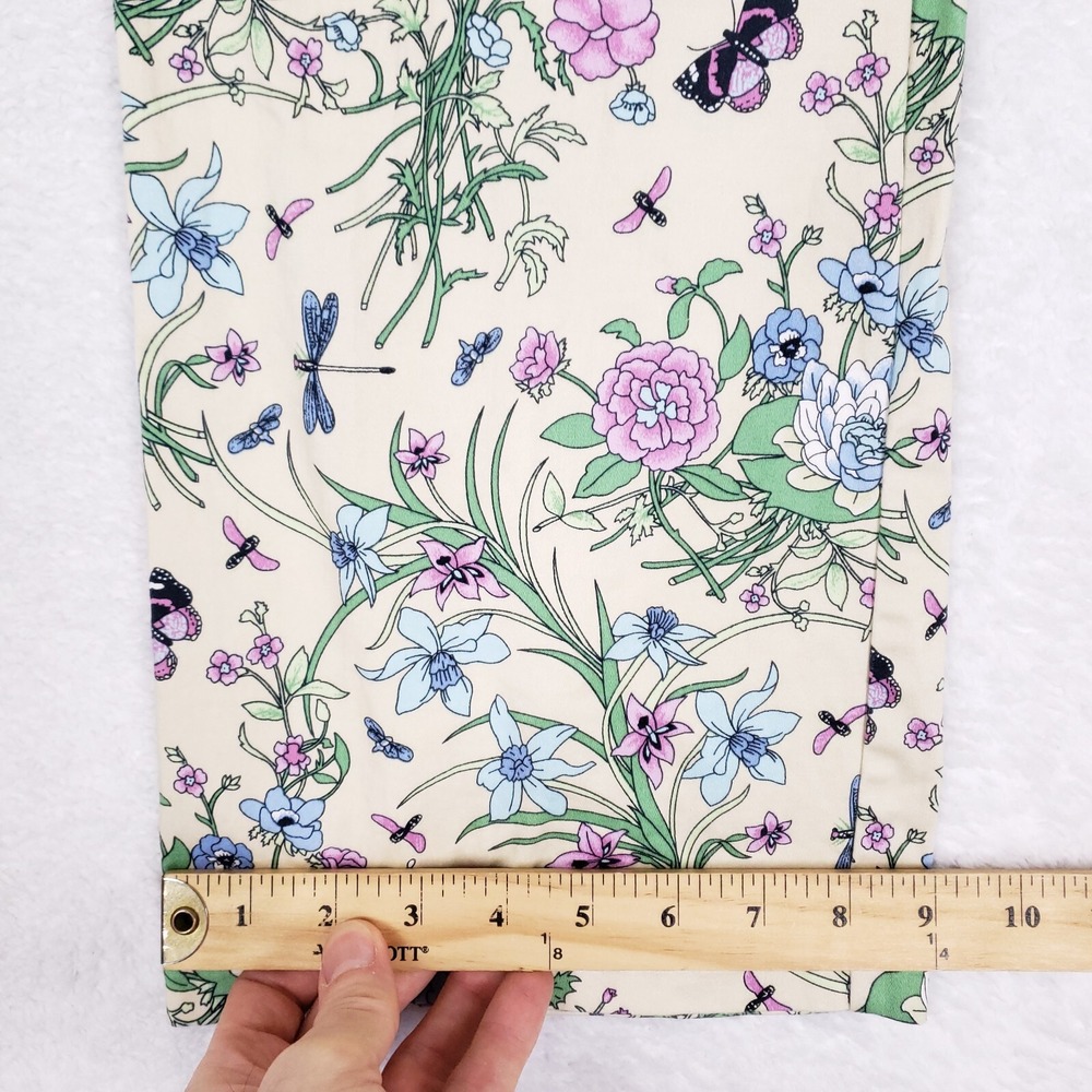 Casual Corner Pants Floral Print Straight Leg Size 6 Beige‎ Gardencore Y2K - Picture 6 of 10